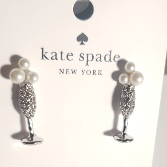 Kate Spade New York Champagne Pearl & Crystal Earrings - Picture 2 of 5